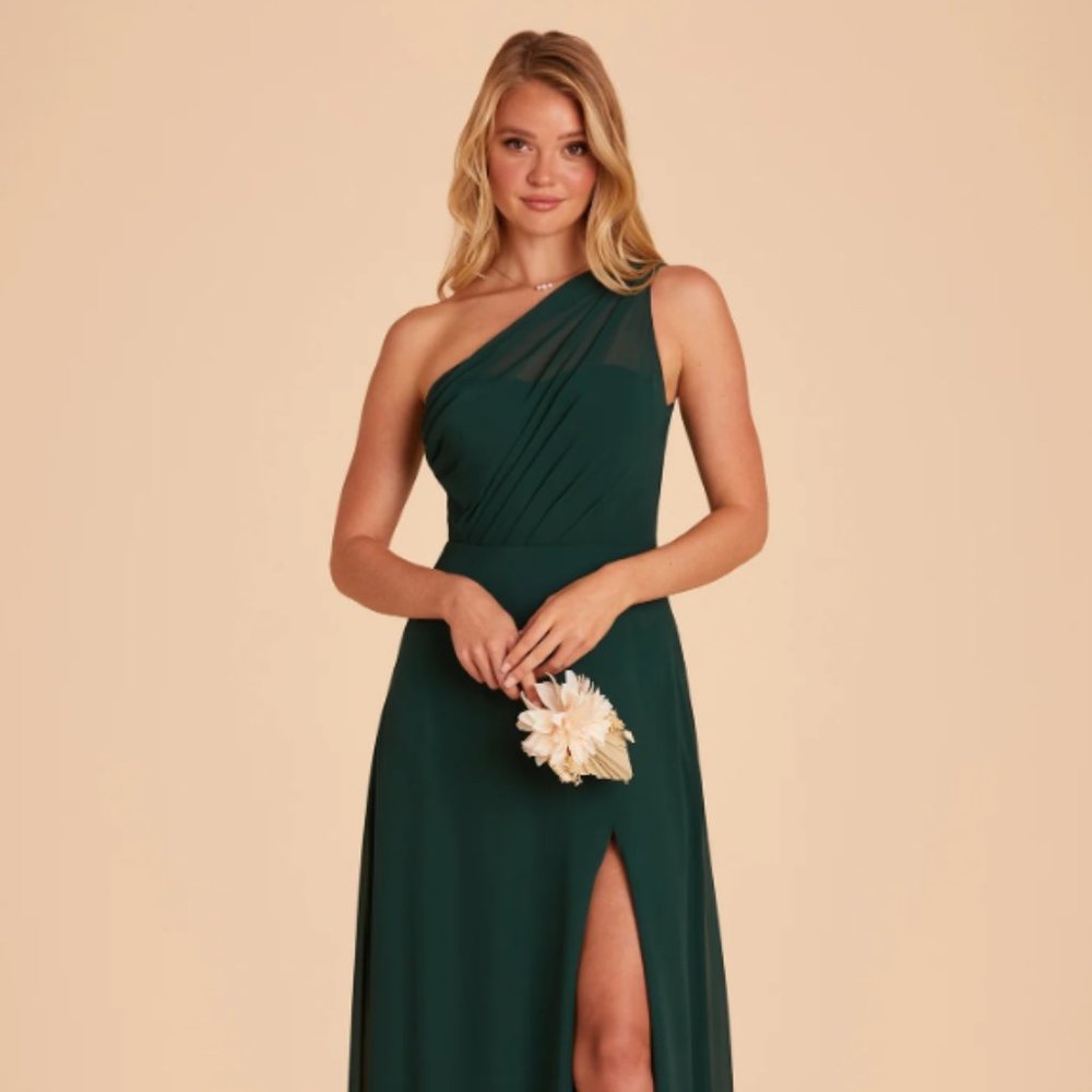 Birdy Grey Kira Chiffon Emerald Dress w/ Slit